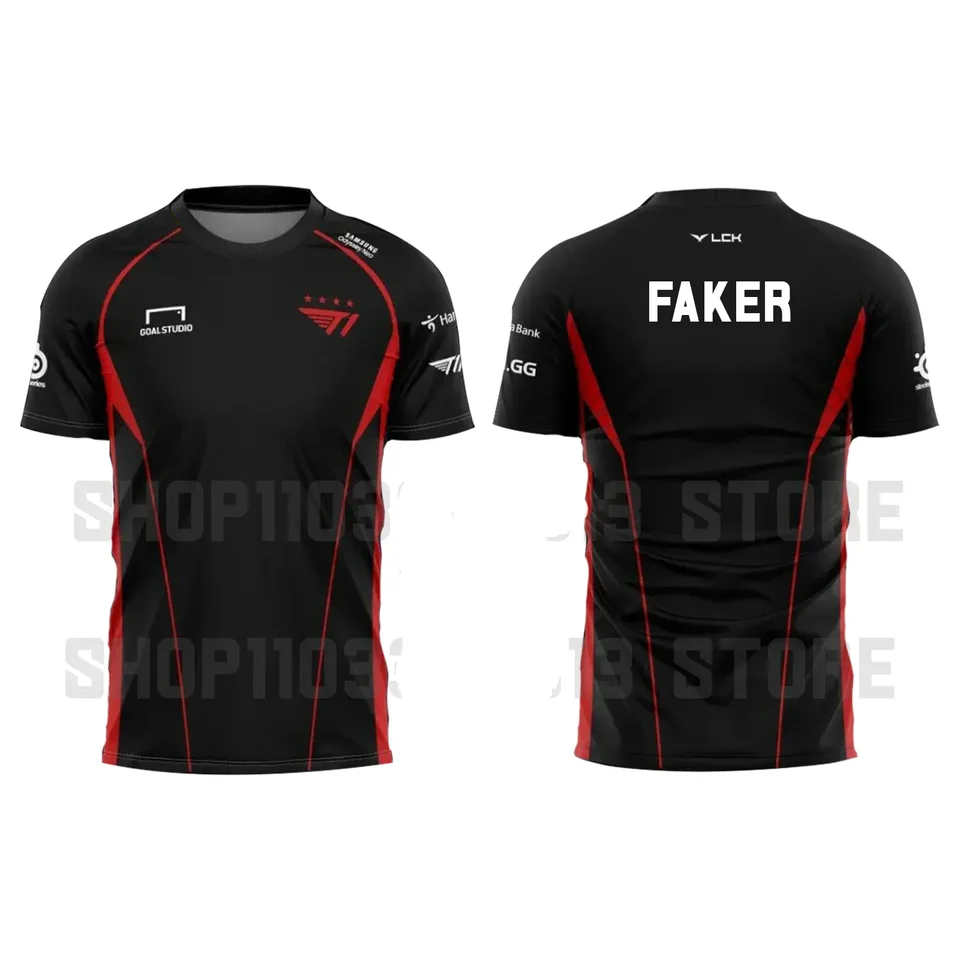 Faker T1 Team 3D tlačené tričko, uniforma tímu LOL Sports Champion, priedušná, 2024