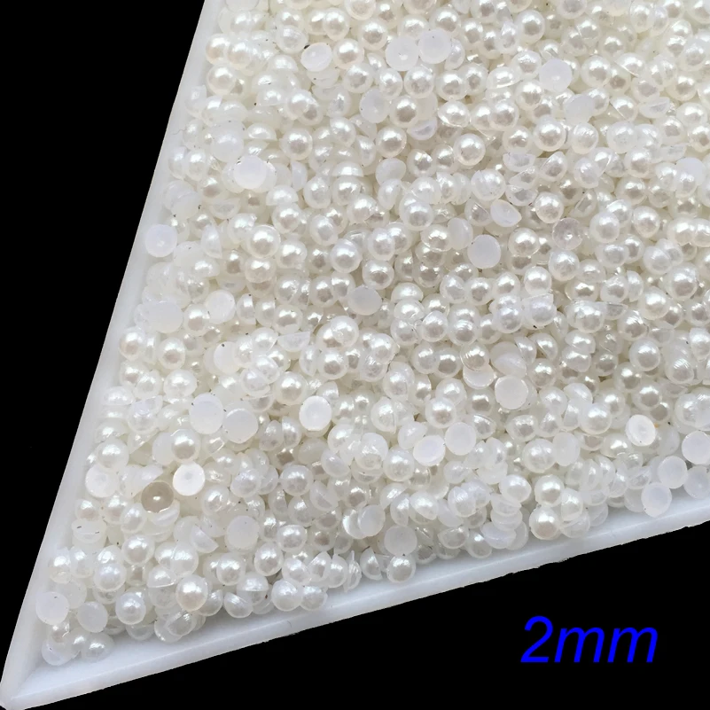 Falošné nechty 1 000 pcs módne DIY Dekoratívne doplnky abs 2 mm 3 mm biele napoly okrúhle guľôčky ploché chrbty farebné perlové falošné nechty umenie