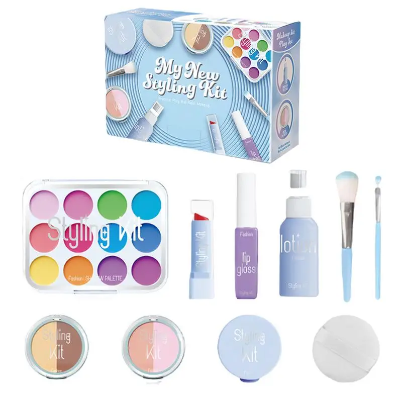 Falošný make -up 10 PCS Toddler Cosmetic Set predstierajte make -up pre batoľa falošný makeup pre dievčatá narodeniny vianočná princezná
