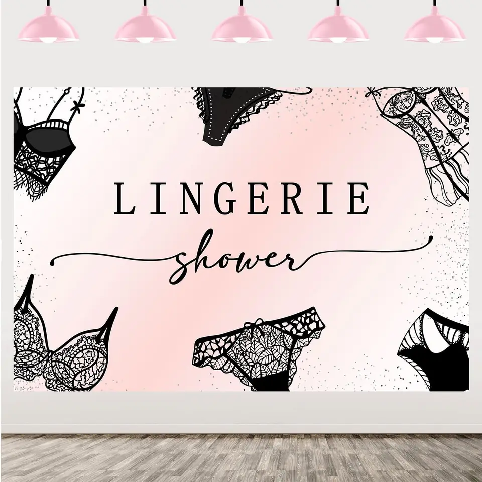 Fangleland 5*3ft spodná bielizeň sprcha Bachelorette Pozadie ružovej červenej čiernej párty dekorácie pre ženy Svadobné svadobné potreby
