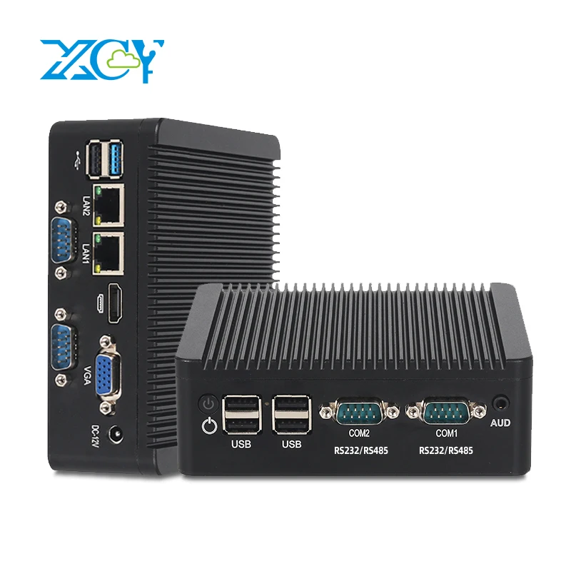 Fanless Industrial Mini PC Pentium J2900 4X Serial Ports RS232 RS485 2X Gigabit Ethernet Mini PCIe WiFi 4G LTE SIM Windows Linux