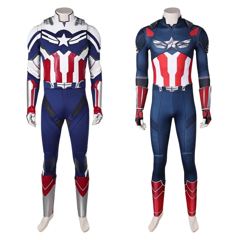 Fantasia kapitán Cosplay kostým America Presporiadanie pre dospelých mužov kombinéza superhrdina roleplay outfit Halloween Carnival Party Suit