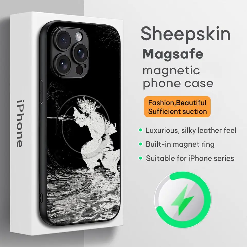 Fantasma Cool Samurai Telefón puzdro pre iPhone 16 15 14 13 12 11 plus Pro Max High-end Luxury Magsafe Sheepkin