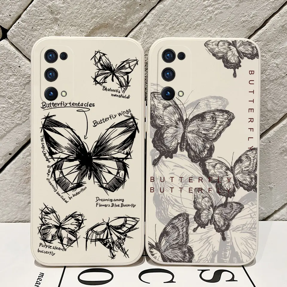 Fantasy Butterfly Art Case pre Oppo Realme 11 10 9 9i 8 8i 7i 6 Pro Plus C31 C35 C1 C11 C12 C15 C20 C21Y kryt s ručným popruhom