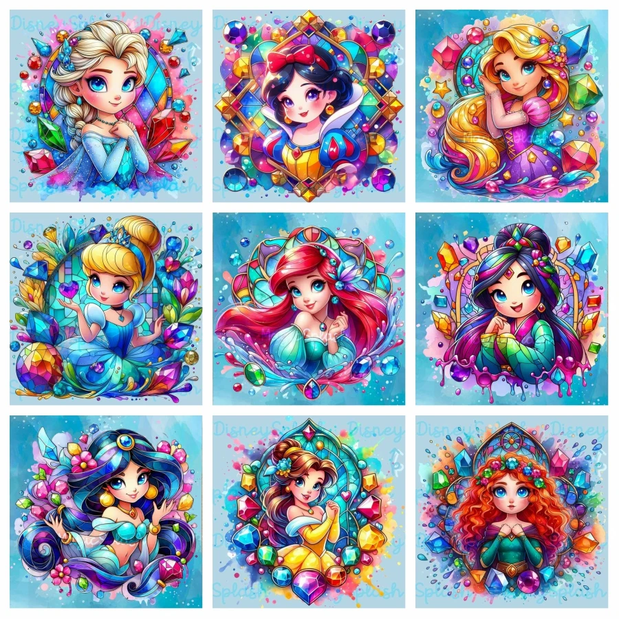 Fantasy Disney Princess 5D DIY Diamnd Painting Art Elsa Ariel Jasmine Popoluška Mosaic karikatúra krížový steh domáci výzdoba darček