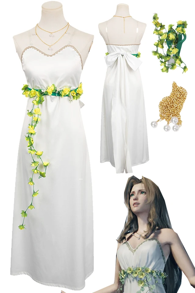 Fantasy FF7 Aerith Cosplay Fantasia Dress Anime Game Final Fantasy VII Presporiadanie žien Žena Halloween Carnival Party oblečenie