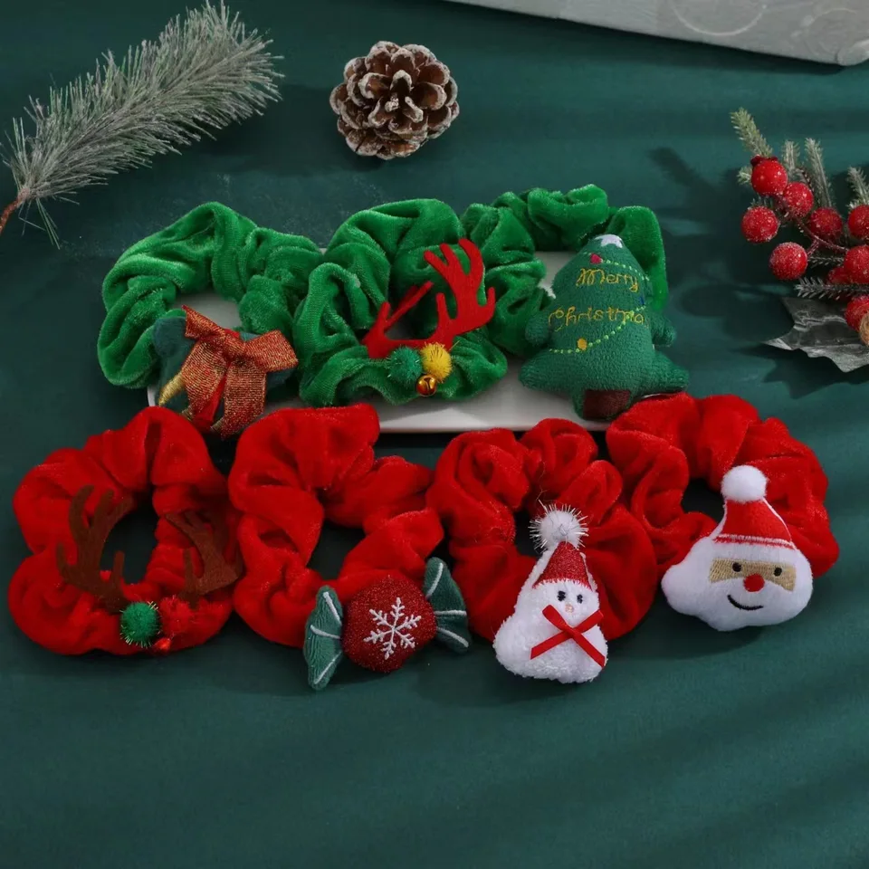 Fanyin vianočné vlasové doplnky pre ženy plyšový los s veľkým črevným prsteňom roztomilé lano buchty lano santa claus vlasov na vlasy заколки