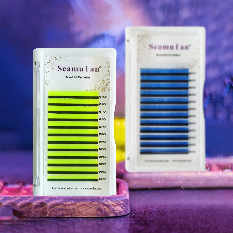 Farba LCD Curl 0,07/0,10 mm 8-13 mm False riasy žlté modré ružové predĺženie rias zafarbené riasy