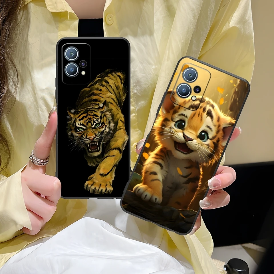 Farba maľby tiger mobilný mobilný telefón puzdro pre Huawei P60 P50 P40 P30 P20 P10 P1 P8 Pro Lite Plus čierny mäkký kryt telefónu s obalom