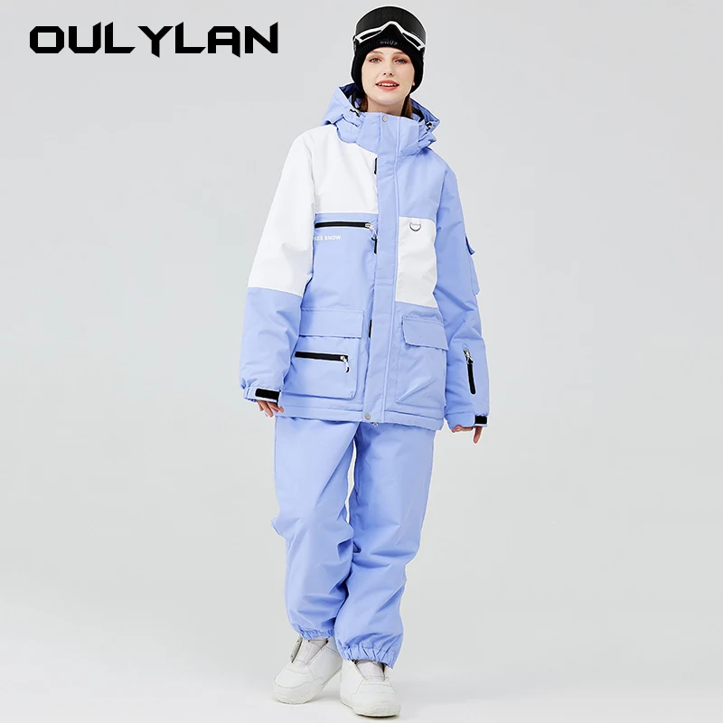 Farby zodpovedajúci muž a žena Sneh Noste vodotesné lyžiarske obleky Snowboard Clothing Outdoor Costumes Zimné bundy a nohavice