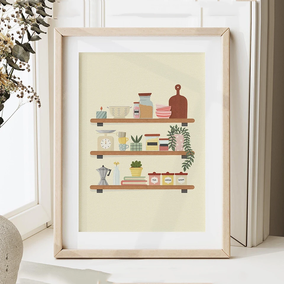Farebná kuchynská polica Tropical boho nástenné umenie Canvas maľba botanické nordické plagáty a výtlačky nástenné obrázky pre domáci dekor