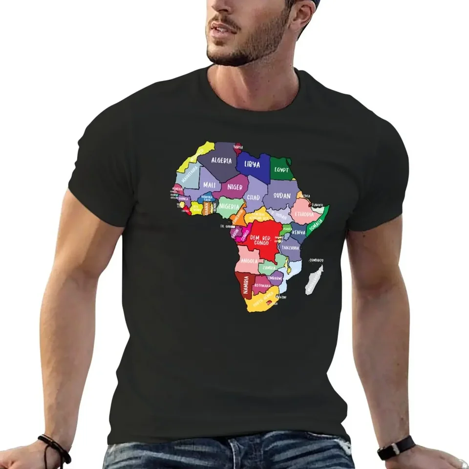 Farebná mapa Afriky s názvami krajiny, farebné africké kontinent Tričko Plain Sublime Tirls Graphic Tee Men