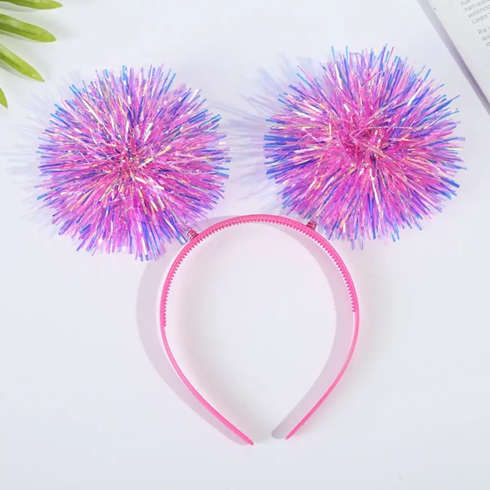 Farebná pompom lopta čelenka bling pom pom platy narodeniny Halloween pokrývky hlavy Dievčatá dievčatá krásne hravé pozlátko čelenka