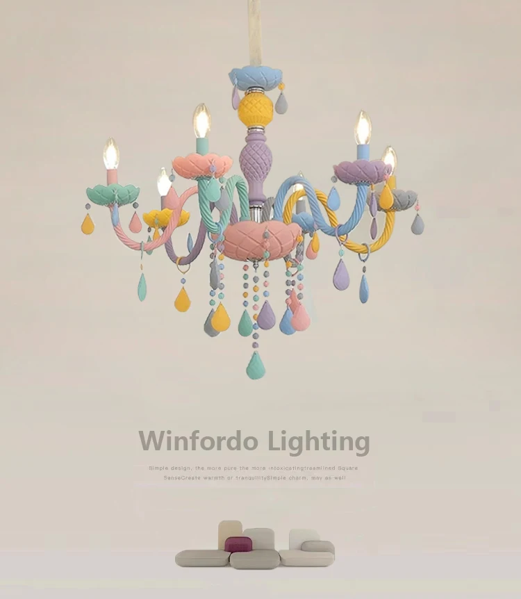 Farebná prívesná lampa pre deti Moderná detská izba Fort Fort s E14 /E12 Lampings Moe Lighting Detská lampa