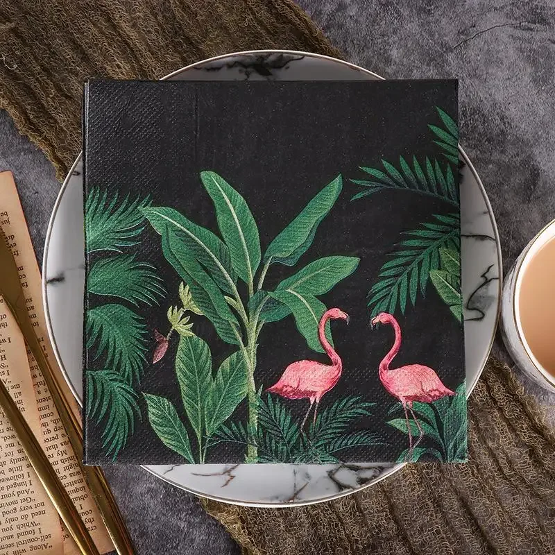 Farebná tlačiareň Svadobná dekorácia papier Čisté drevené dužina Tyissu Flamingo Wine Glass Skladací papier 20ks/pc 33 cm