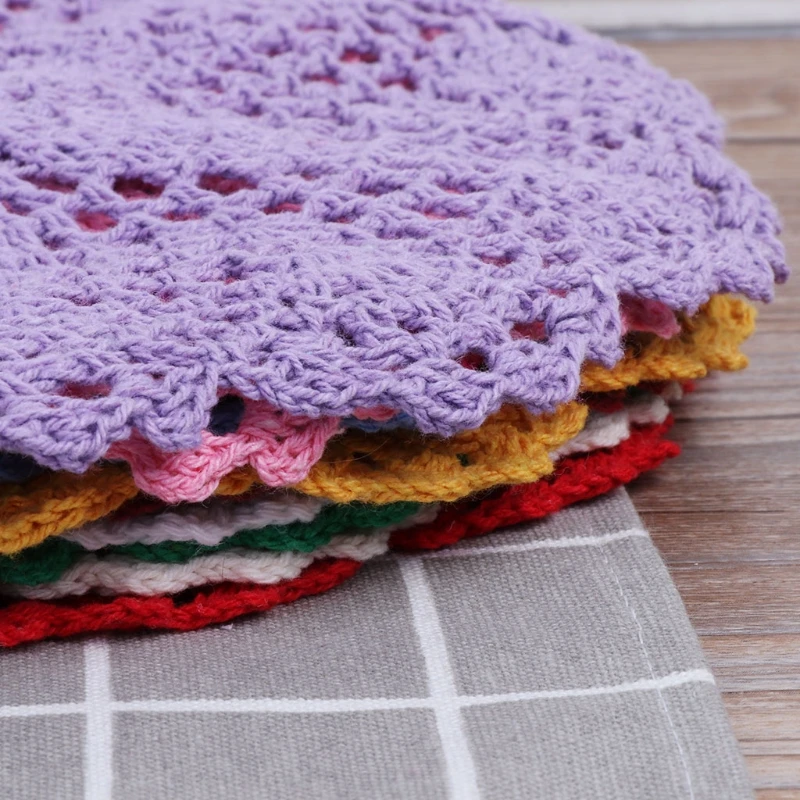 Farebné háčkovacie kvetinové čipky izolačné podložky Tablemat Cotton Trikvice podložka