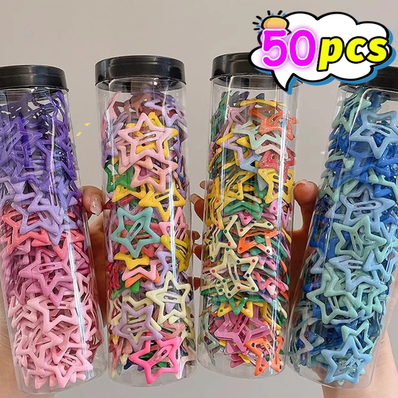 Farebné kawaii hviezdne barrettes y2k pikantné dievčatá bb Solid Star Hairclips Metal Snap Clip Headdress Hair šperky darčeky Veľkoobchod