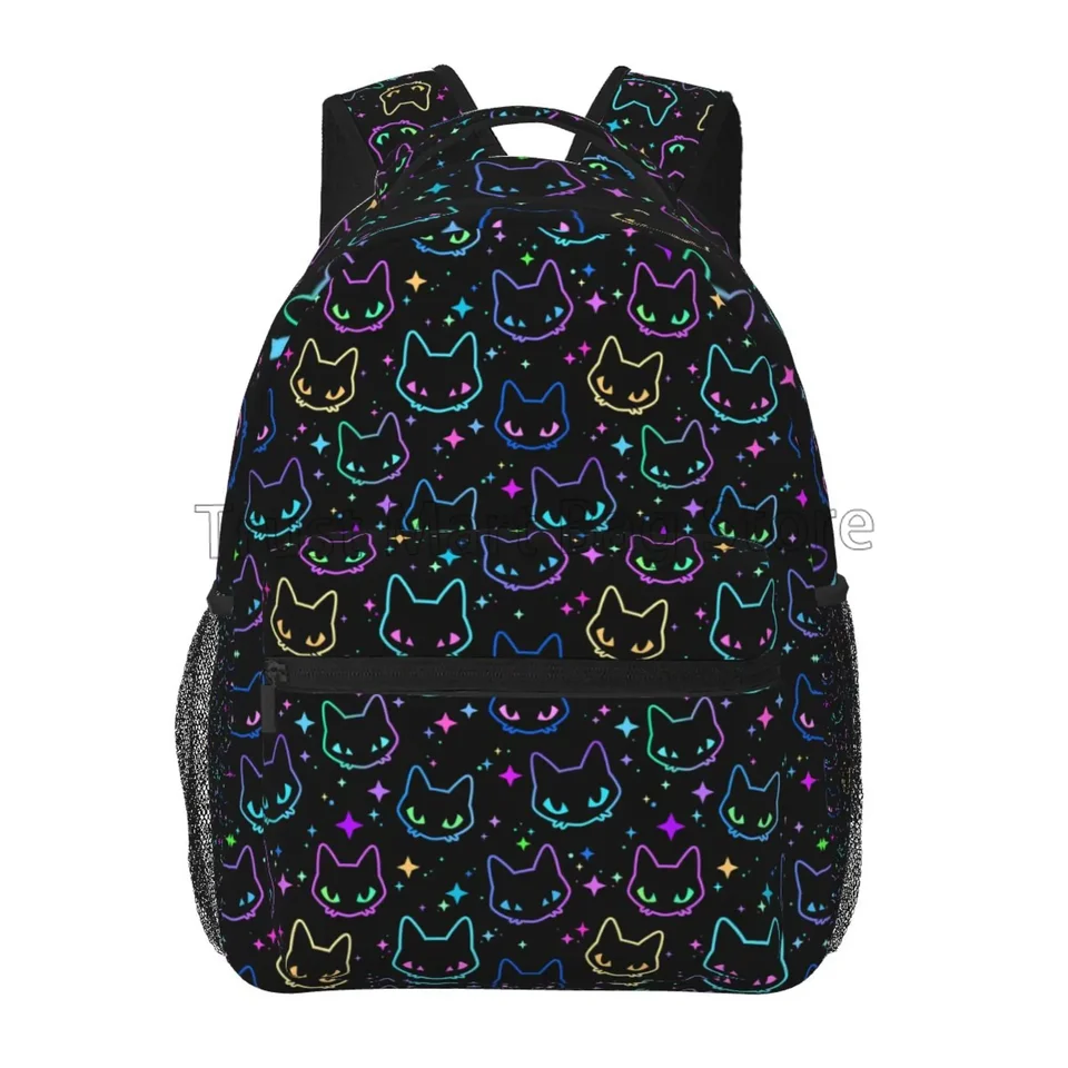 Farebné mačacie hlavy s jasným hviezdnym batohom pre dievčatá chlapci Študent School Bag Bookbag ľahký cestovný notebook turistický batoh