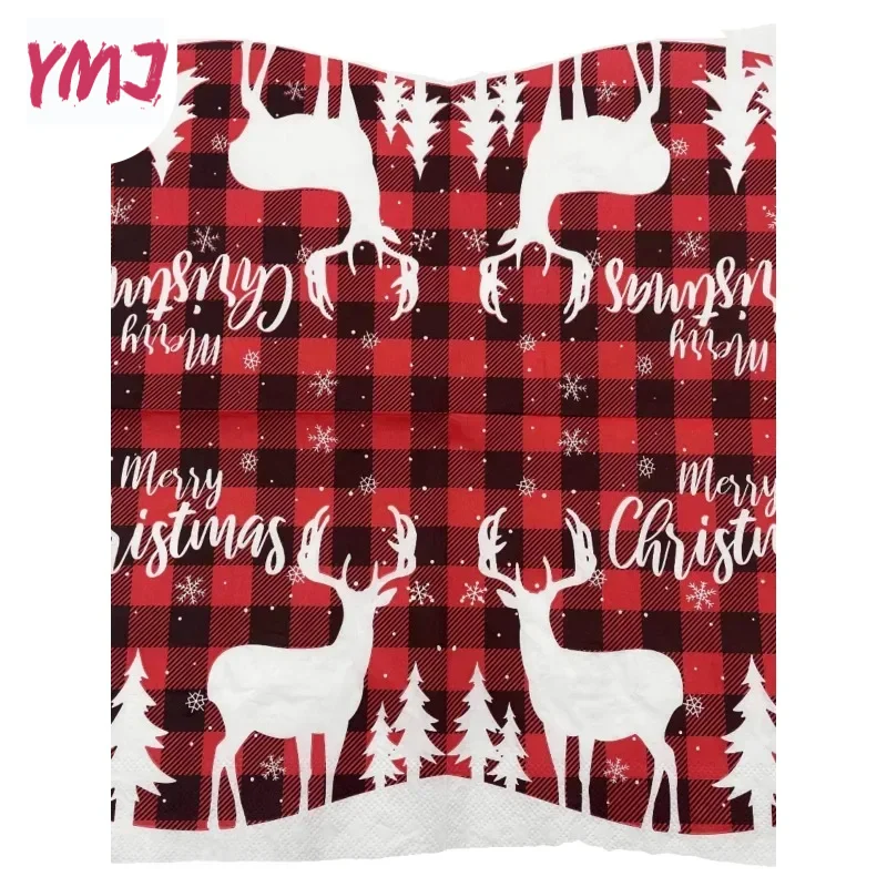 Farebné obrúsky Červený vianočný stromček Elk Strg na reštauráciu Party na jednorázový stolový bežec Papier prestierajúce 2-hodinky 20ks/PAC 33*33 cm