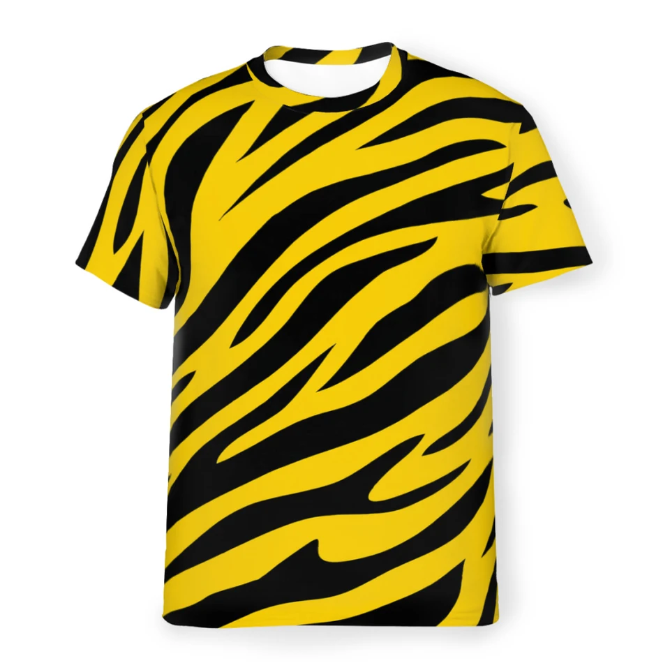 Farebné polyesterové tričká Tiger pruhy vzory výrazné pánske tenké tričko Funny topy