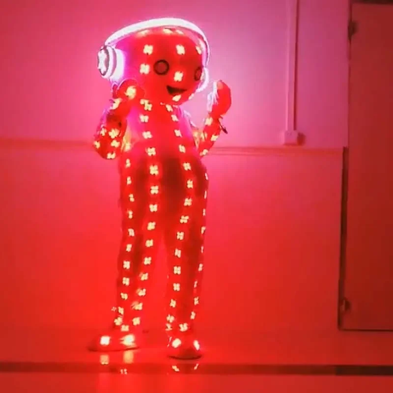 Farebné RGB Light LED kostýmy Big Head Doll Ballroom Dance Show DJ Dicso PartyCatwalk Stage Wears Singer Stage Clothing