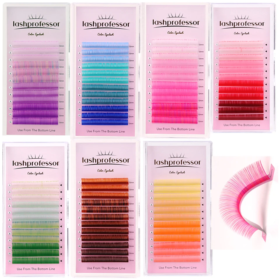 Farebné riasy ombre farba červená fialová modrá ružová žltá zelená hnedá faux Mink farebný individuálny predlžovací make -up Cilios