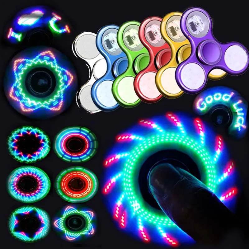 Farebné svetlo emitujúce fidget spinner dekompresná hračka elektroplatovaná žiara v tmavej detskej spinnerovej hračke Flash hračky