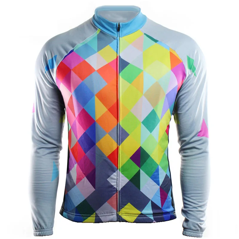 Farebný dlhý priedušný cyklistický dres, dúhový cyklistický top, mtb pretekárske bicykle, cyklistika, košeľa jazdy na cestách, oblečenie na horských bicykloch