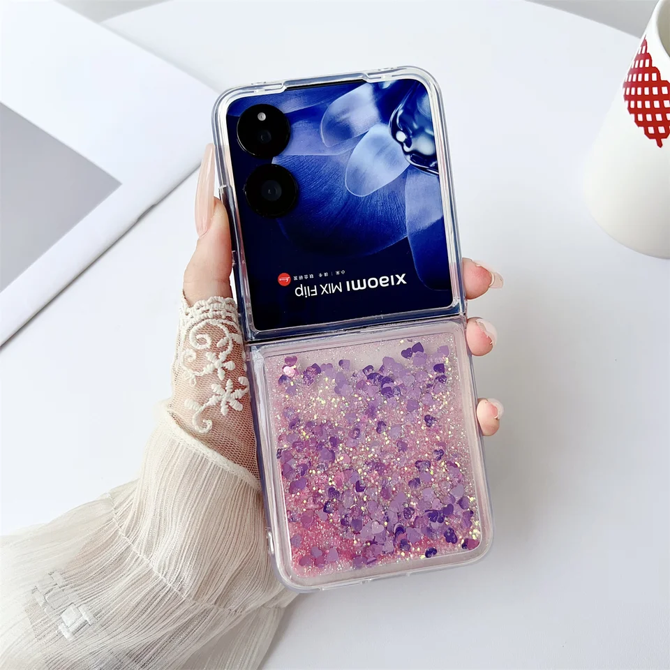 Farebný gradient Quicksand Glitter puzdro pre Xiaomi Mix Flip Shock odolný módny trend skladacích ochranných krytov Funda