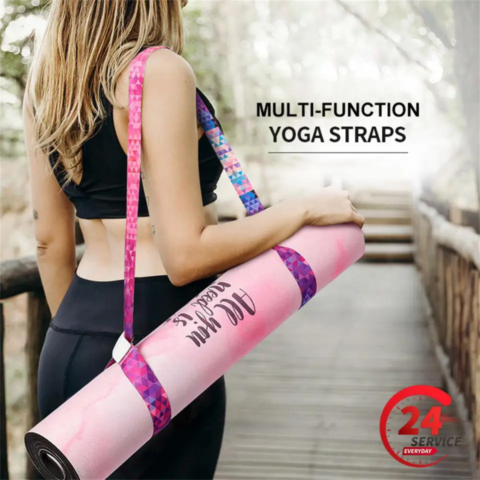 Farebný jogový remienok na remienok Nastaviteľné športové šokové rameno prepravu pásového pásu Cvičenie Stretch Fitness Elastic jogu pás