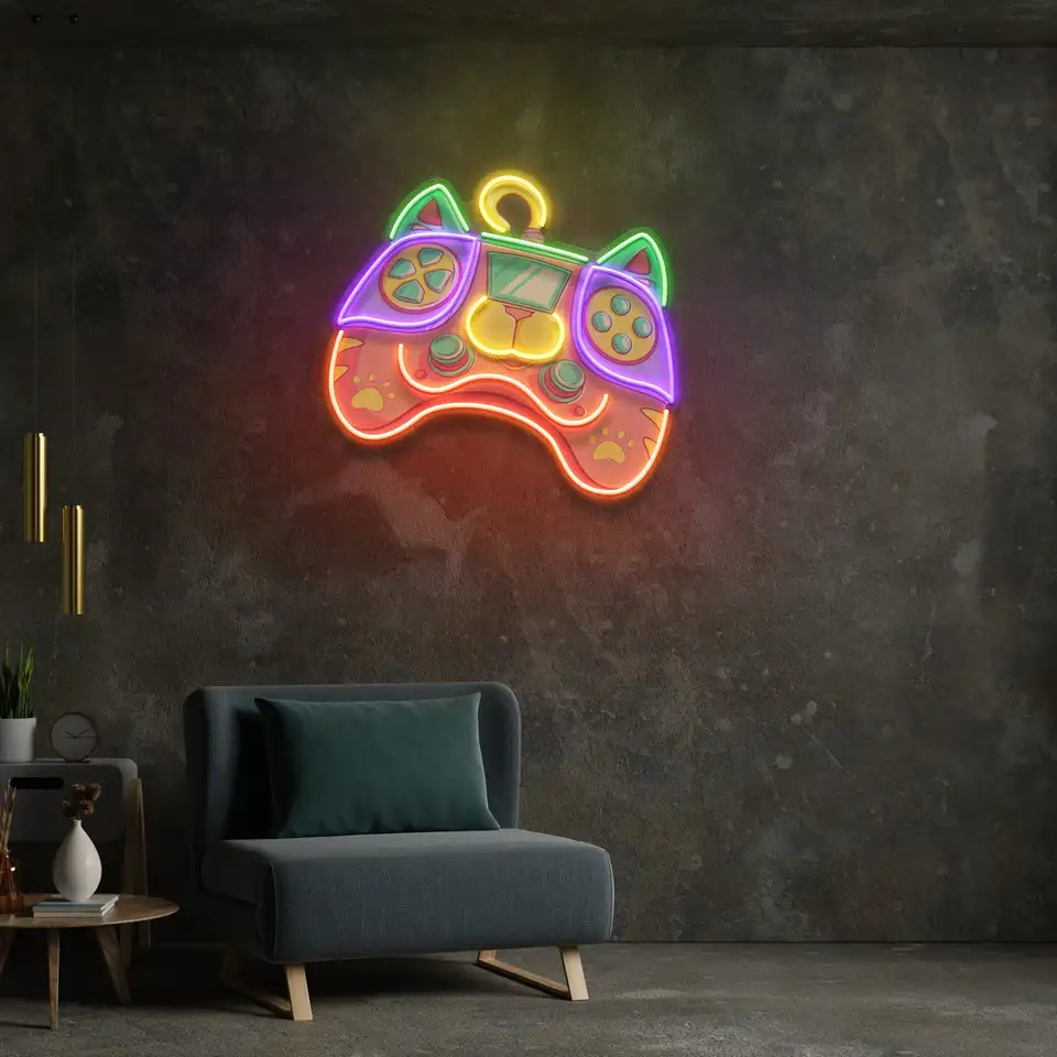 Farebný kreslený neónový znak Gaming Artwork Spálňa dekor narodeniny darček pre deti herňa Arcade Man Cave Dorm Room Wall zavesenie