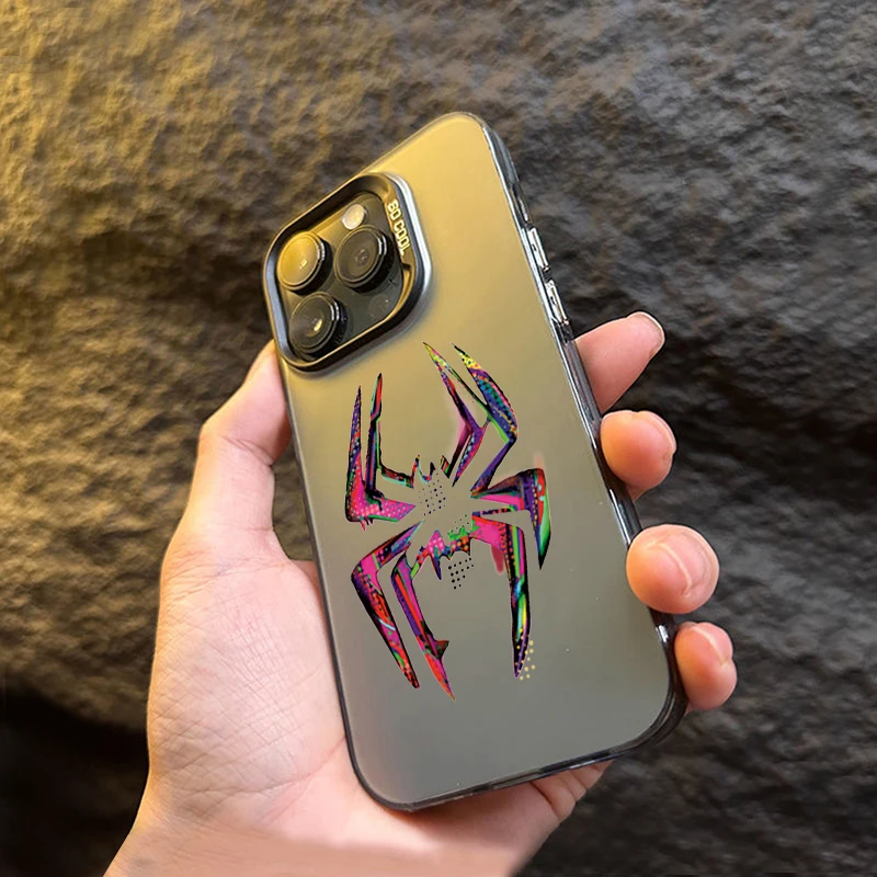 Farebný pavúk matný laserový puzdro pre iPhone 16 15 14 13 12 11 Pro Max xs x xr 7 8 plus SE 2020