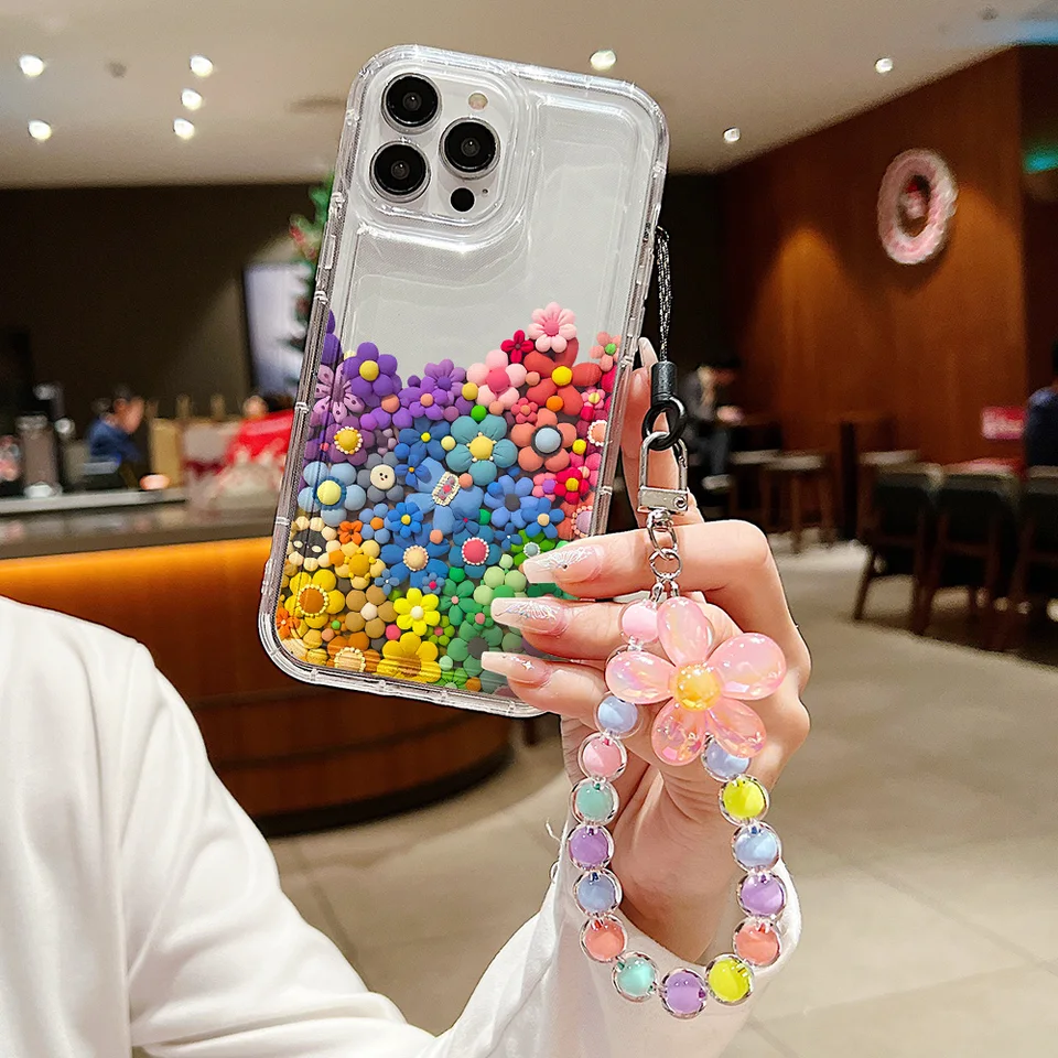 Farebný puzdro reťazca zápästia pre Xiaomi Mi 11 Lite 5G Redmi Poznámka 13 12 Pro 11 10 9 8 9a 9c 9t 12c 13c Poco x3 m3 m4 m5 kryt