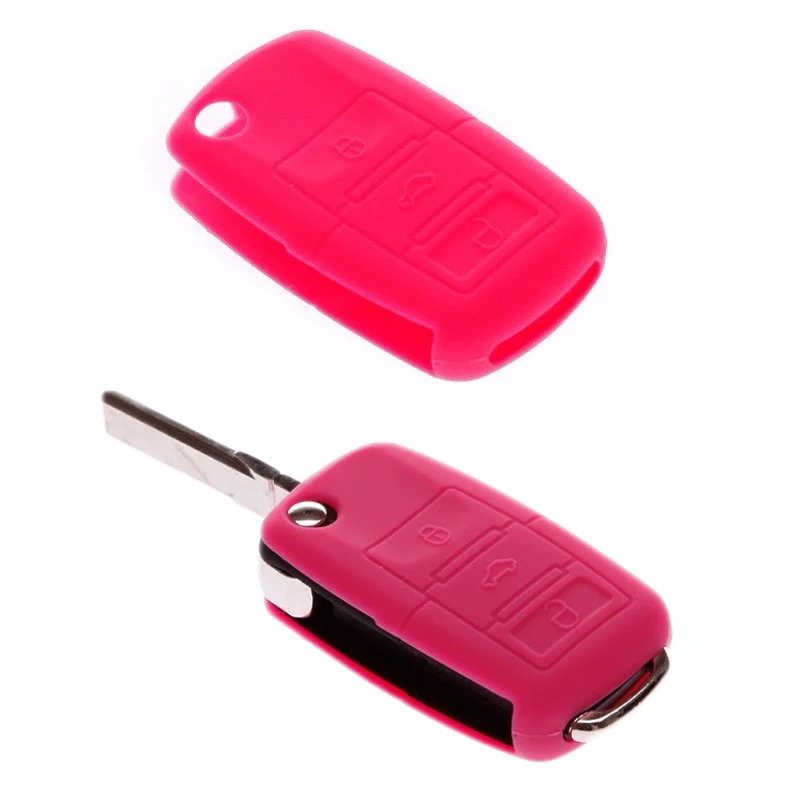 Farebný silikónový ochranný kľúč diaľkový kľúče puzdro Pobretia shell 3 Butttons pre SkoDa Fabia Octavia Rapid Spaceback Superb Yeti