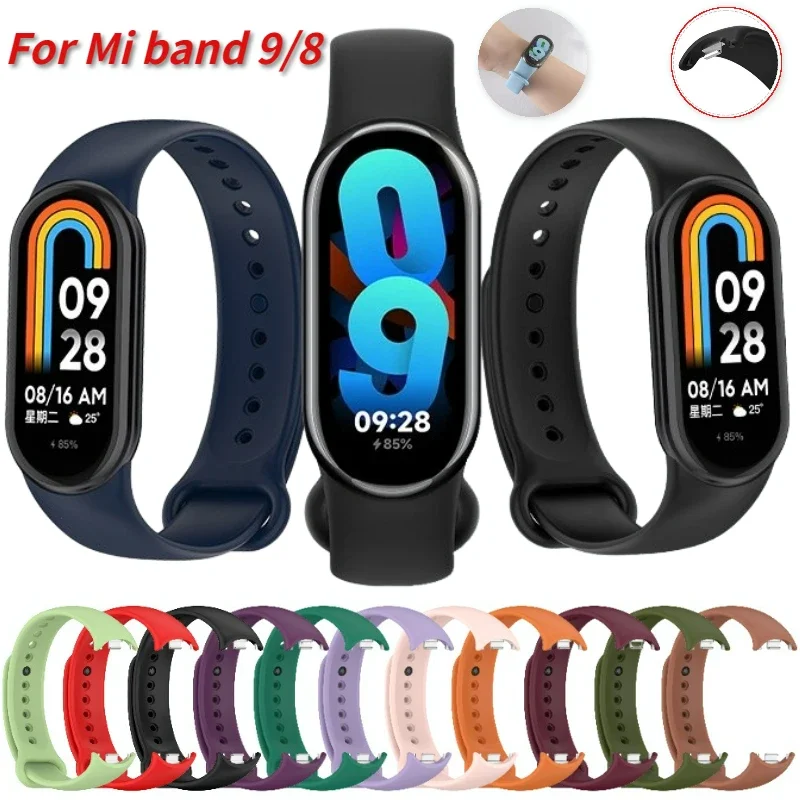 Farebný silikónový remienok pre Xiaomi Mi Band 9 Soft Sport Repacable Rackband pre Xiaomi Mi Band 8/9 Pôvodný oficiálny remienok na zápästie