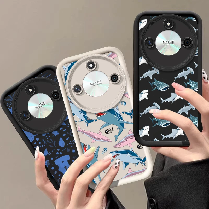Farebný žralok pre česť Huawei 200 70 90 Lite Mate 20 Magic 6 Pro Nova 10 P20 30 40 9x x8 y61 11i Soft Silicone Puzdro