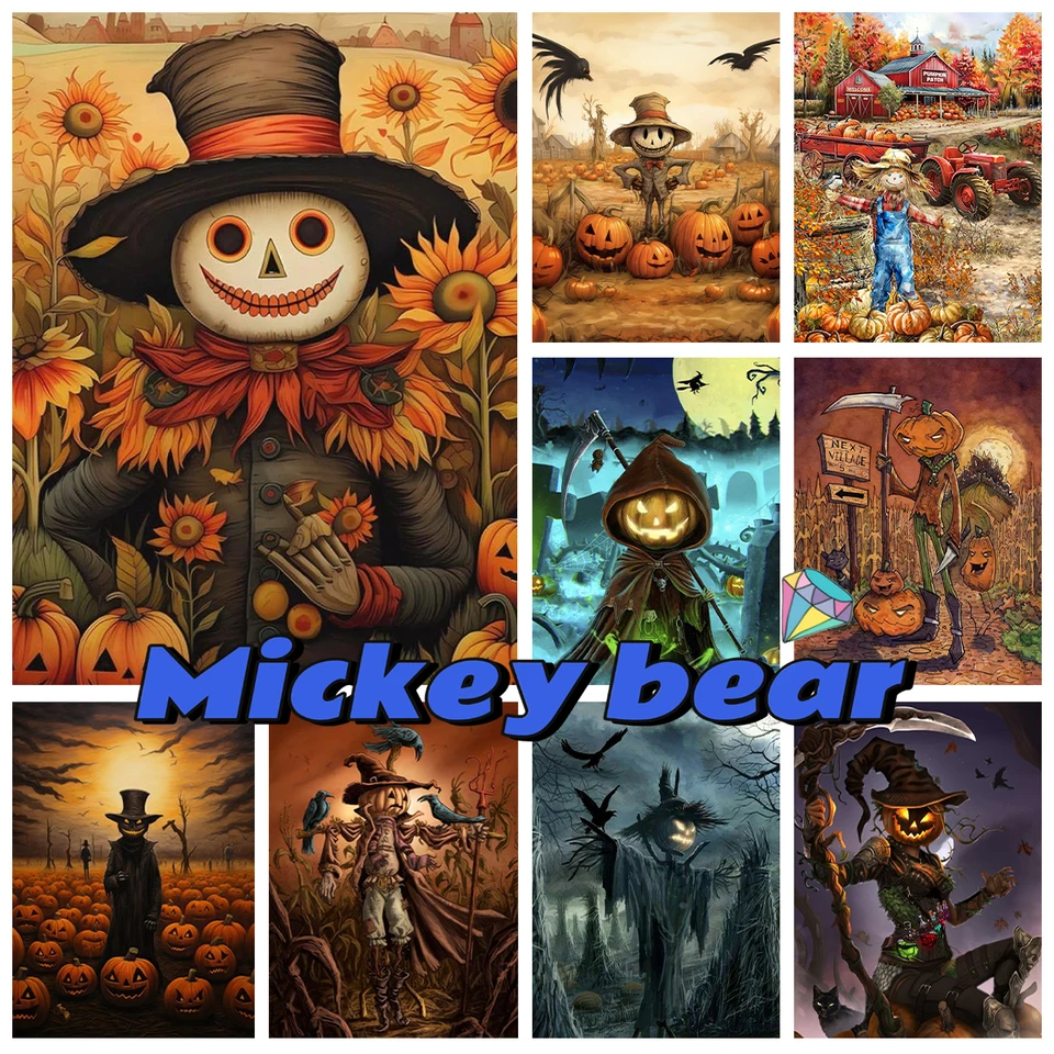 Farm Scarecrow DIY Diamond Painting Kit Halloween nástenné maľby Diamand výšivka krížový steh detské ručné darčeky