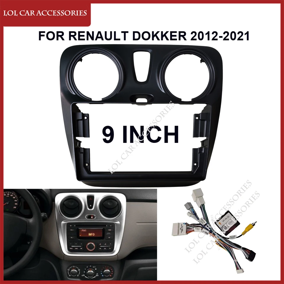 Fascia 9 palcov pre Renault Dokker 2012-2021 Automobilové rádio 2 DIN Head Unit DVD GPS GPS MP5 Android Play Panel Dashboard Rám Inštalácia
