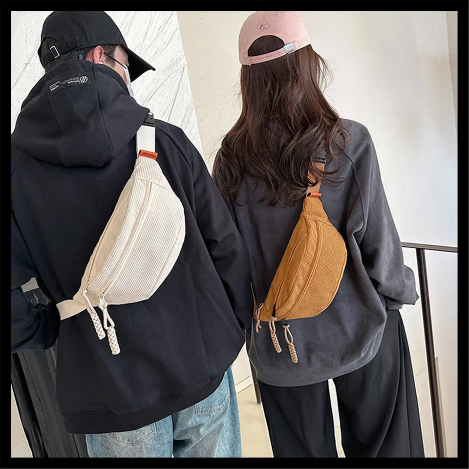 Fashion Fanny Pack Ženy banán Fanny Pack Príležitostné tašky na opasky Corduroy pre ženy