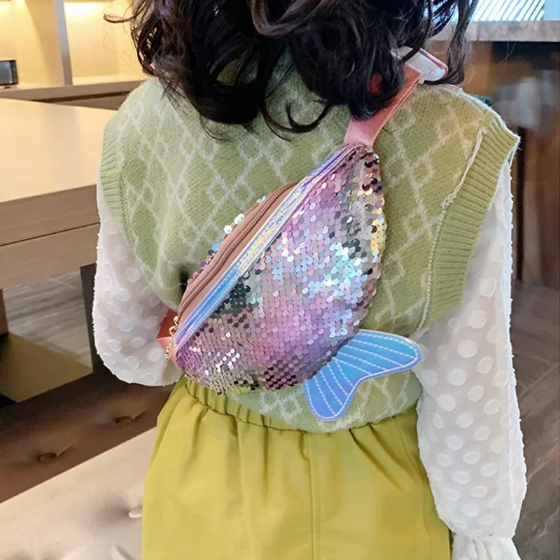 Fashion Kids Bag Flowin Fanny Balíček pre dievča 2022 Letná minca Kabelka Malý pás Bag Shiny Mermaid Balí