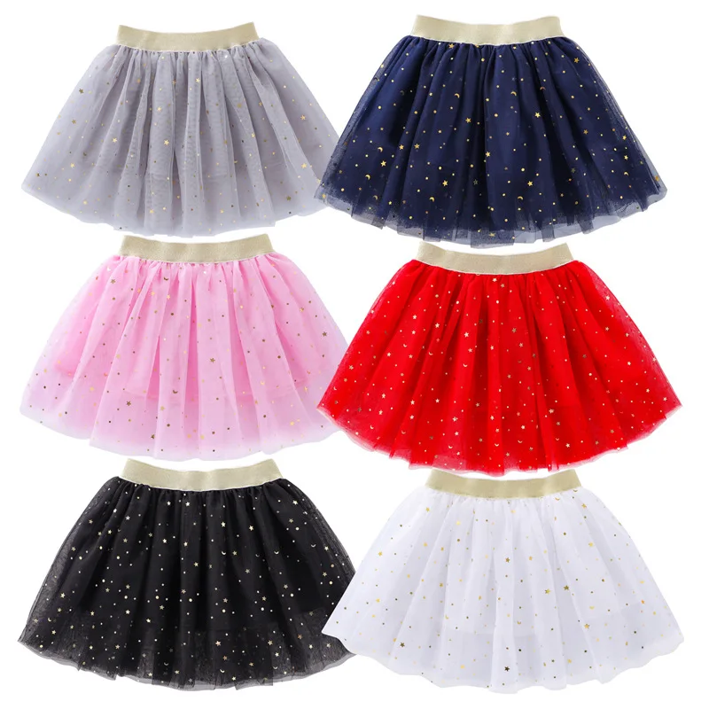 Fashion Kids Mesh Miniskirts Girls Princess Stars Glitter Dance Ballet Tutu Brand Flowin Party Girl Girl Faldas sukňa elastické oblečenie