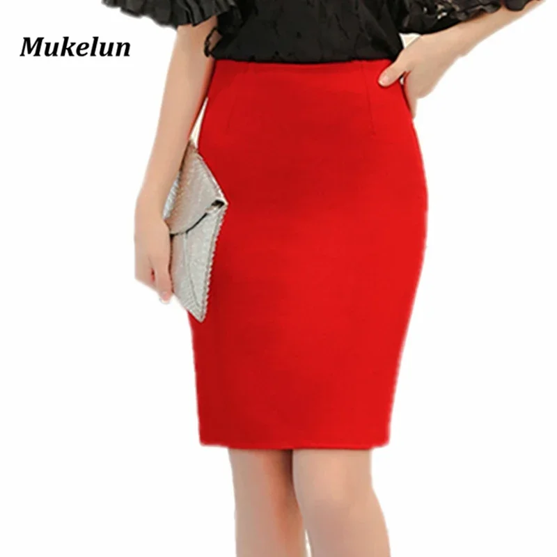 Fashion leto 2024 Ženy sukňa Čierny nadmerne nadmerný pás s vysokým pásom Slim Peruzka sukňa Red Open Fork Sexy Office Lady sukne Žena