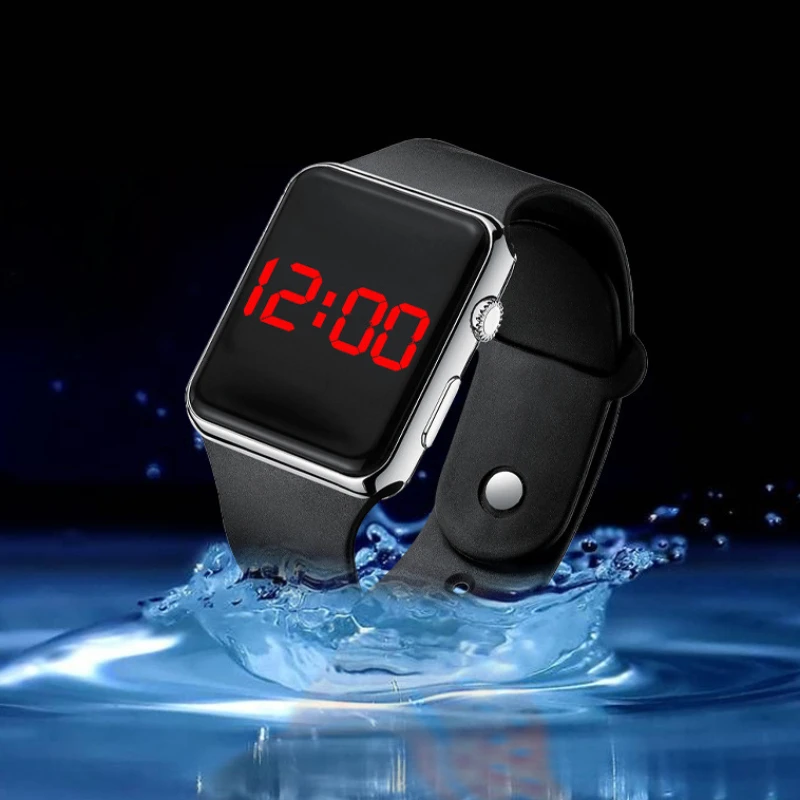 Fashion Sport Digital Watch Ženy Men Square LED hodinky Silikónový pás Elektronické ženy Digitálne hodinky Clock reloj hombre часы