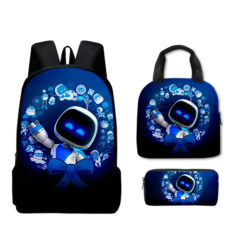 Fashion Youthful Classic Nový Astro Bot 3D tlač 3ks/set cestovné tašky prenosný batoh prenosné prenosné obedové tašky Puzdro