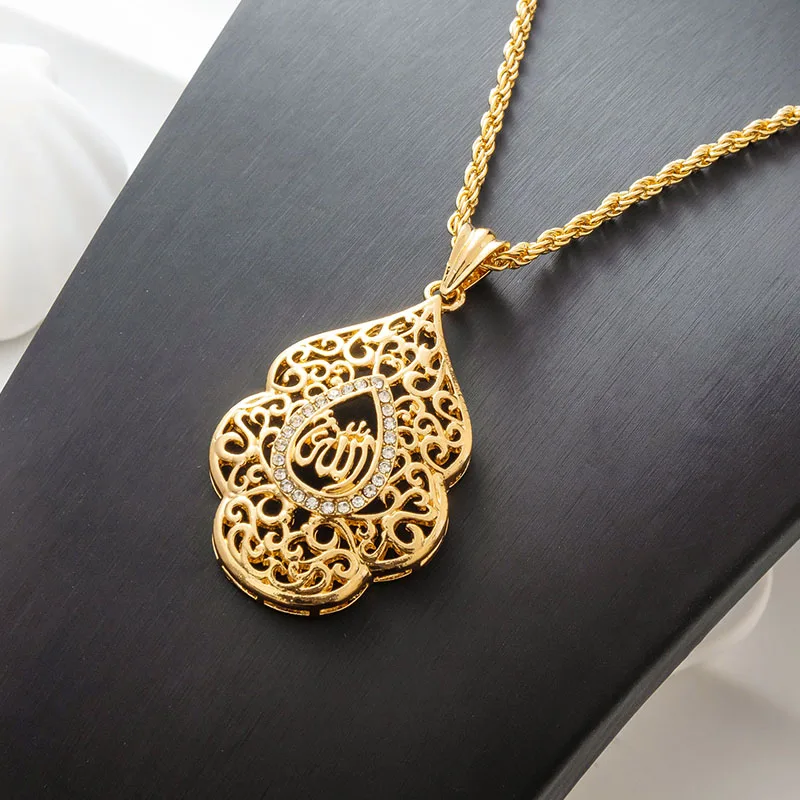 Fatima Fashion Water Drop Alah retiazka Zlaté ženy Náhrdelník Alžírske duté svadobné šperky