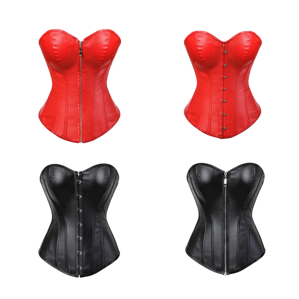 Faux kože korzet sexy klubové oblečenie bustier horúce spodné prádlo zips zips kostým šnuruje šnurovanie pásu cincher top plus veľkosť