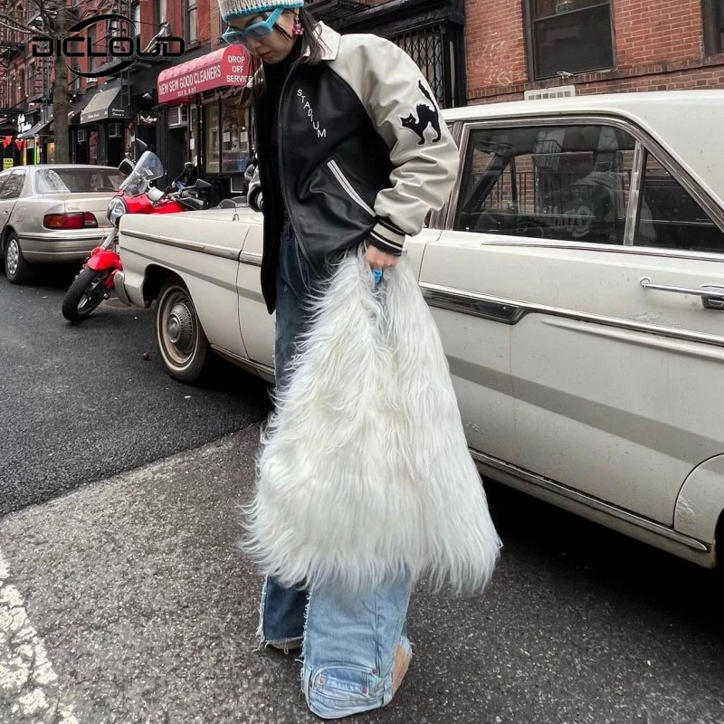 Faux kožušina Hobos Big Tote Bag Veľká kapacita kabelky Cool y2k ulica Girls Hot Fluffy Flury Ramer Bag Women Luxury Brand