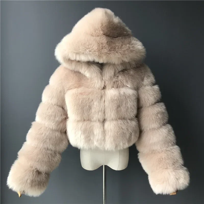 Faux kožušina s krátkym plášťom Faux Fox kožušina s dlhým rukávom Patchwork Dámsky kabát faux kožušina Žena Zimná bunda Ženy