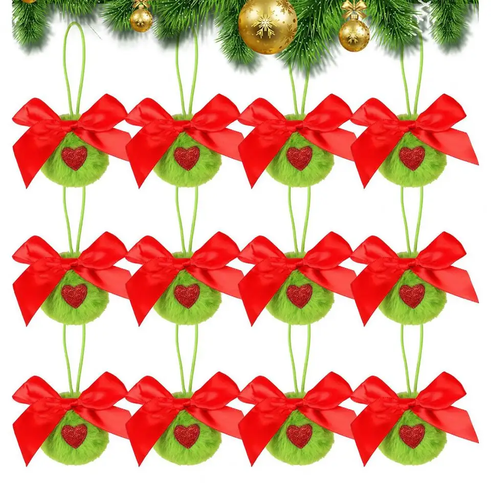 Faux kožušinové dekorácie Chic Furry Style Decor Festive Green Furry Elf Vianočné ozdoby s lukom mäkkou faux srsti pre strom