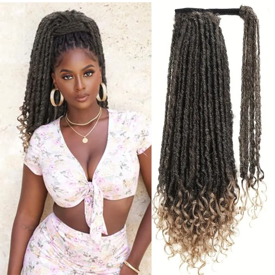 Faux locs cop outail vlasy pre čierne ženy Twisted Black Clip Clip v dreadlock cop cop predlžovanie 22 palcov